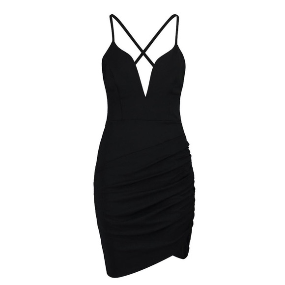 boohoo night black dress